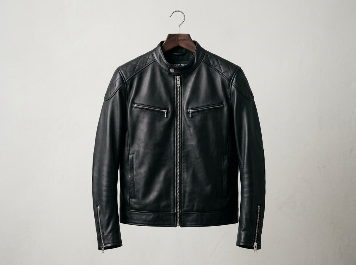 Mandarin Collar Café Racer — British Ton-Up Minimalist Moto Silhouette