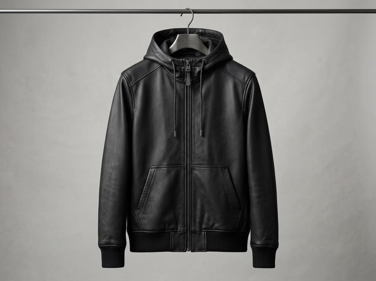 Architectural Leather Hoodie / Upper — Luxury Streetwear Leather Hoodie Silhouette