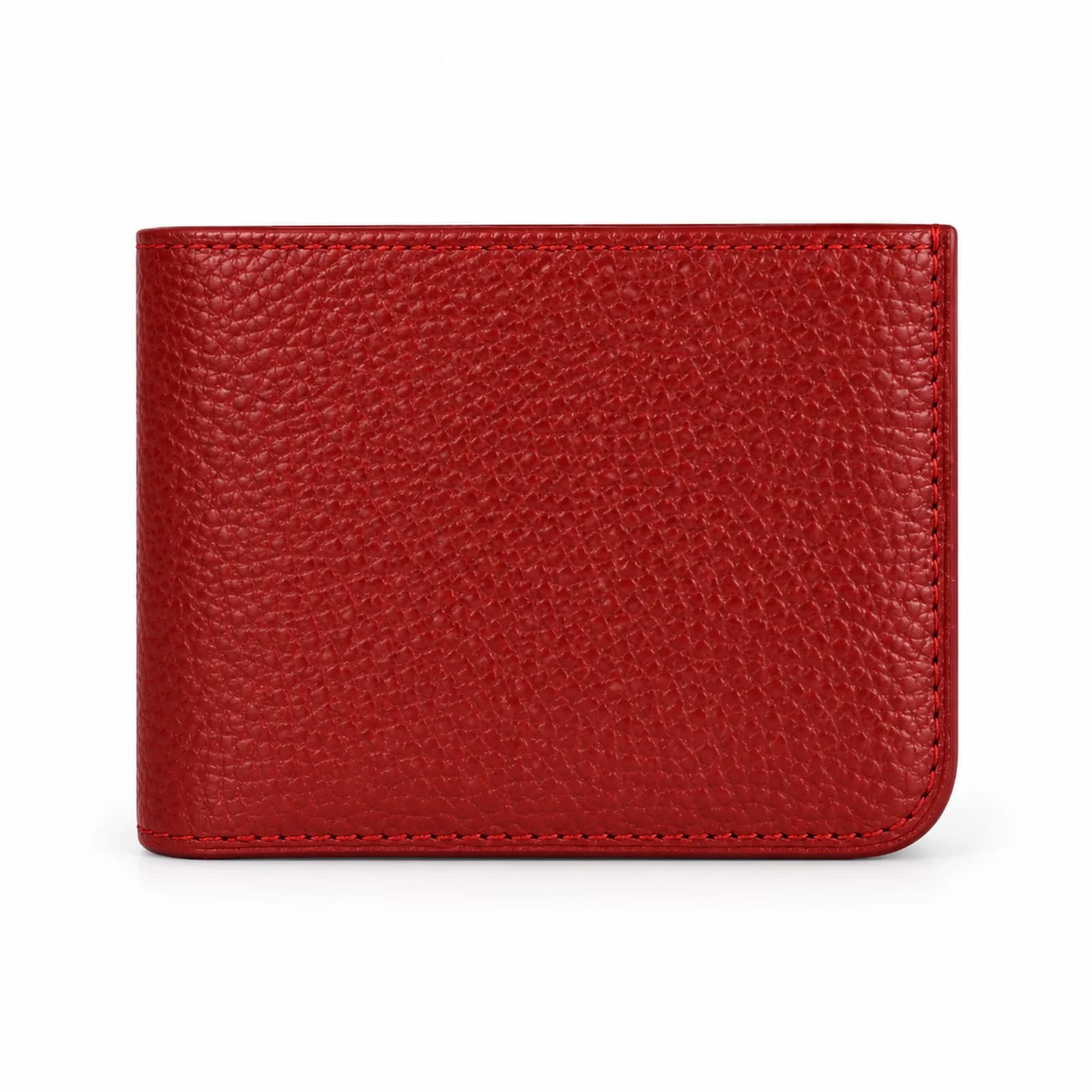 Pebbled Carmine Bifold Wallet
