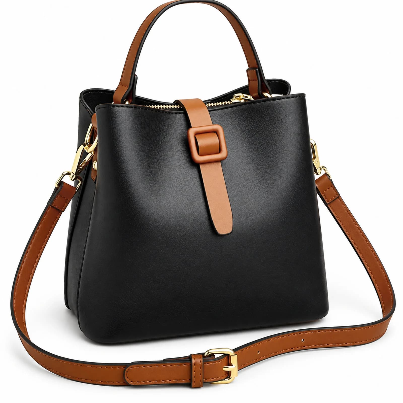 Aurel Sienna Pleated Leather Tote